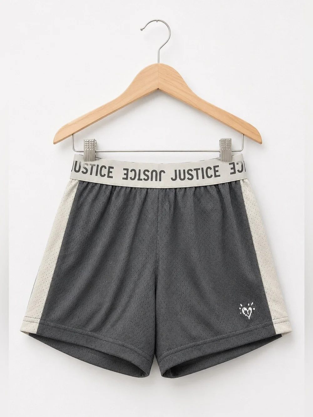 Justice Girls Shorts‎ Size 10 Gray White Mesh Athletic Gym